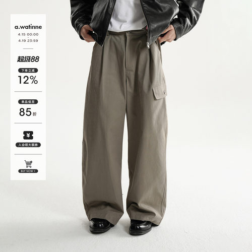 碳素磨毛宽松伐木工装直筒长裤