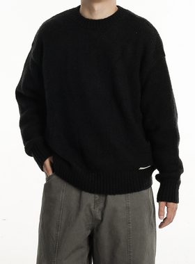 AWT24秋冬新款复古休闲圆领马海毛针织衫 慵懒感宽松多色毛衣男女