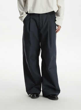 AWT25SS 棉锦混纺挺感 双膝省位斜纹chino宽松四季款休闲长裤