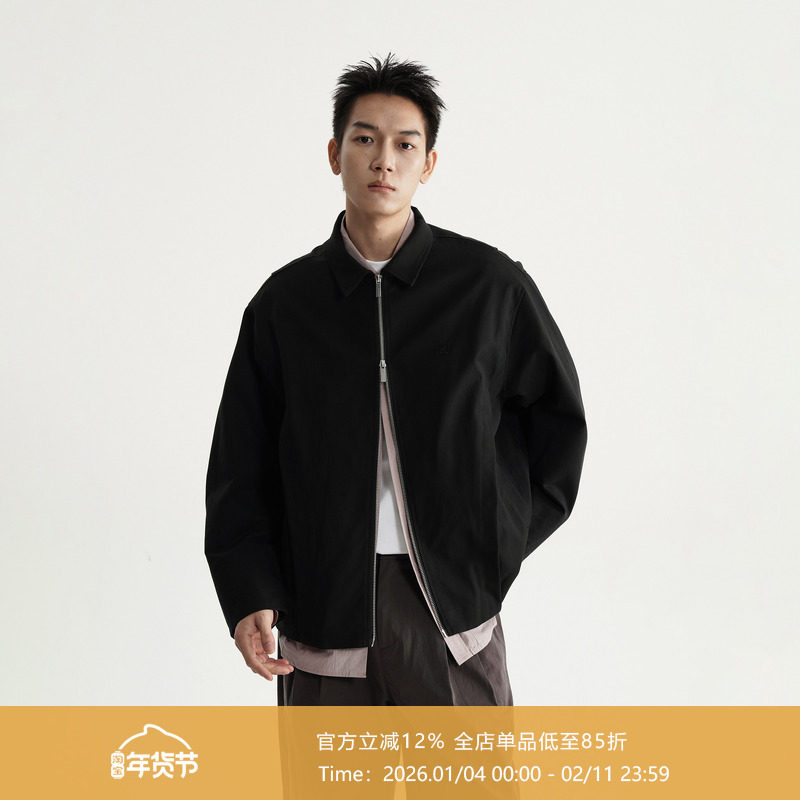 AWT25AW 「立体弧线袖型」 简约双拉链短款抗皱翻领夹克秋冬外套,男装,夹克,淘宝优惠券,粉丝福利购,淘宝优惠卷