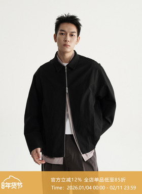 AWT25AW 「立体弧线袖型」 简约双拉链短款抗皱翻领夹克秋冬外套