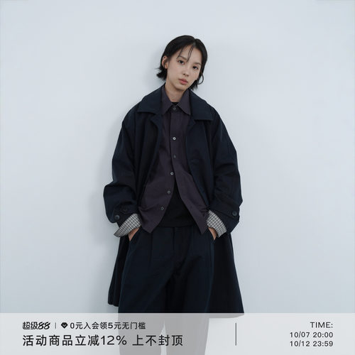 AWT可拆卸领袢中长款廓形风衣