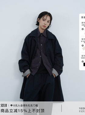 AWT可拆卸领袢中长款廓形风衣
