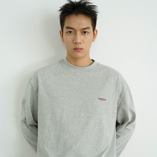 TEE男女同款 简约百搭基础印花宽松长袖 260G纯棉双纱 AWT25AW