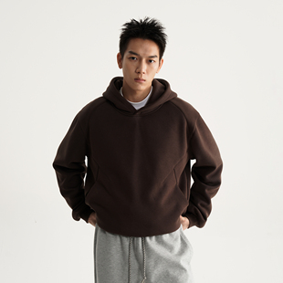 AWT25AW 「460G奥利绒」基础廓形分割连帽抓绒卫衣简约纯色帽衫