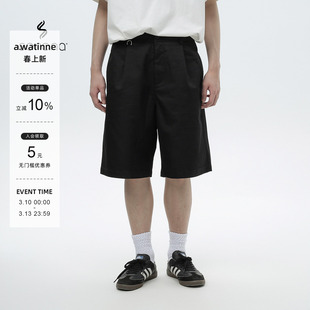 AWT24SS 索罗娜混纺材质 简约休闲挺括六分直筒宽松短裤男女