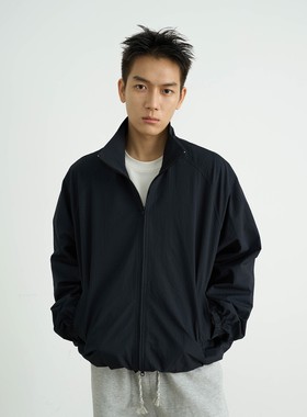 AWT25AW 皱感提花暗格 简约宽松纯色易打理立领夹克男女