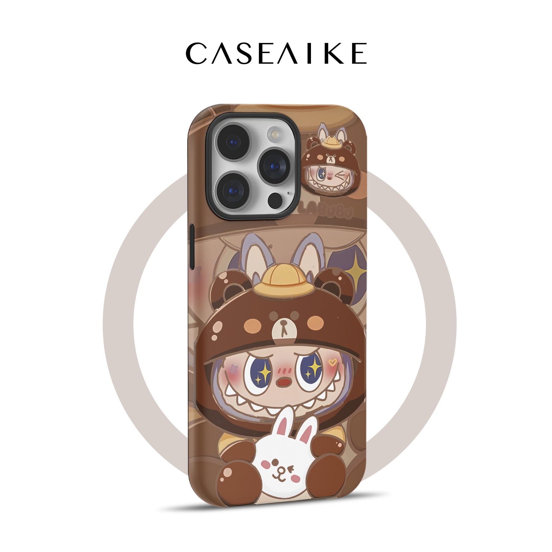 适用于苹果16promax手机壳磁吸15小熊头套拉布布4pro可爱卡通13菲林壳二合一iPhone12小众11防摔xm全包保护套