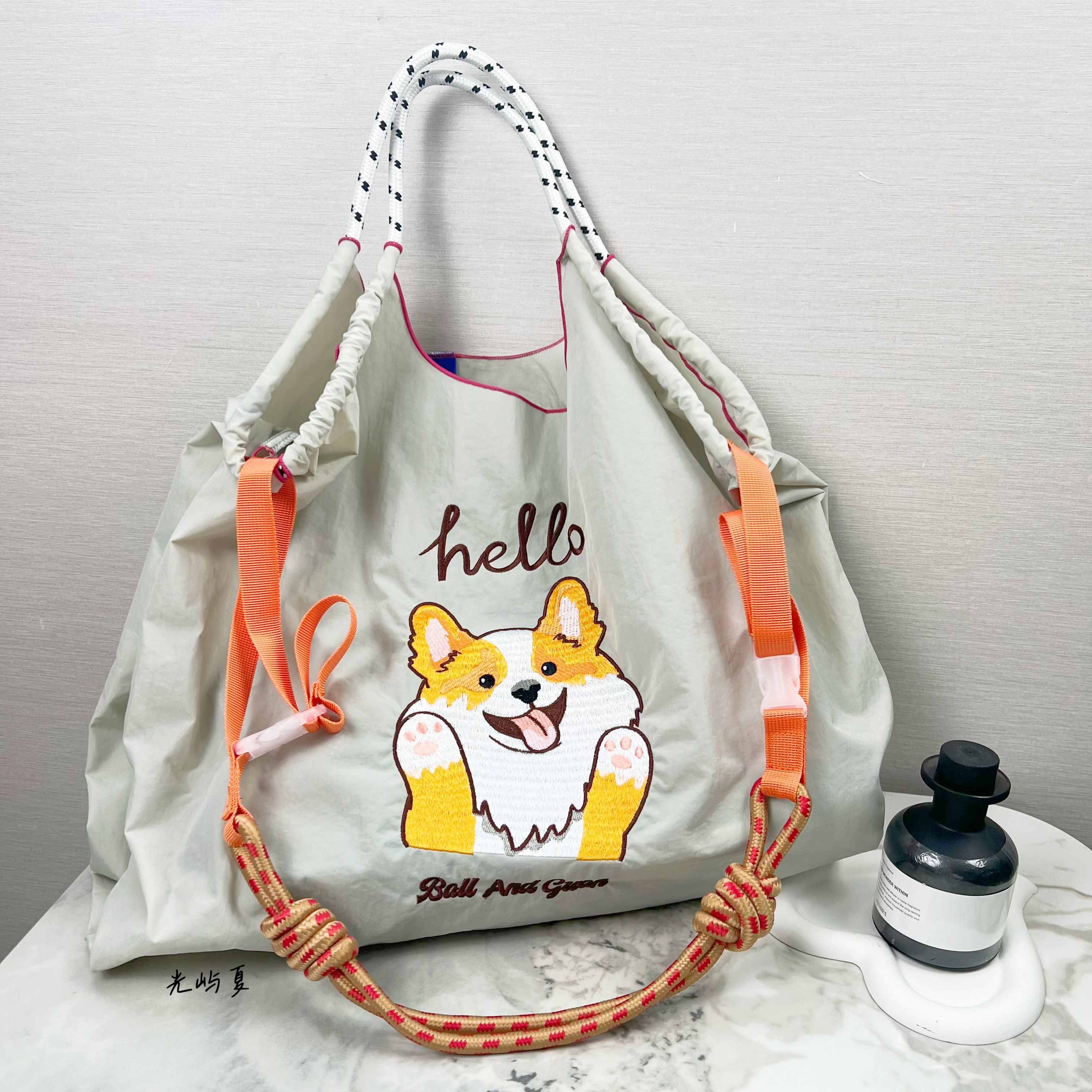 【大号刺绣尼龙包】高圆圆同款日系小众设计刺绣环保袋购物袋