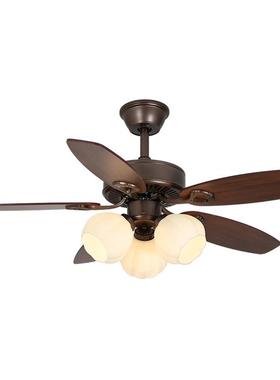 奥电宏餐MGF吊扇灯奶油中古风扇灯室木叶卧客厅变频厅美式复古风