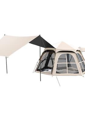 夏蚊CNJ季户外露营野营帐篷层天幕一室一厅大风六角帐篷双防防水