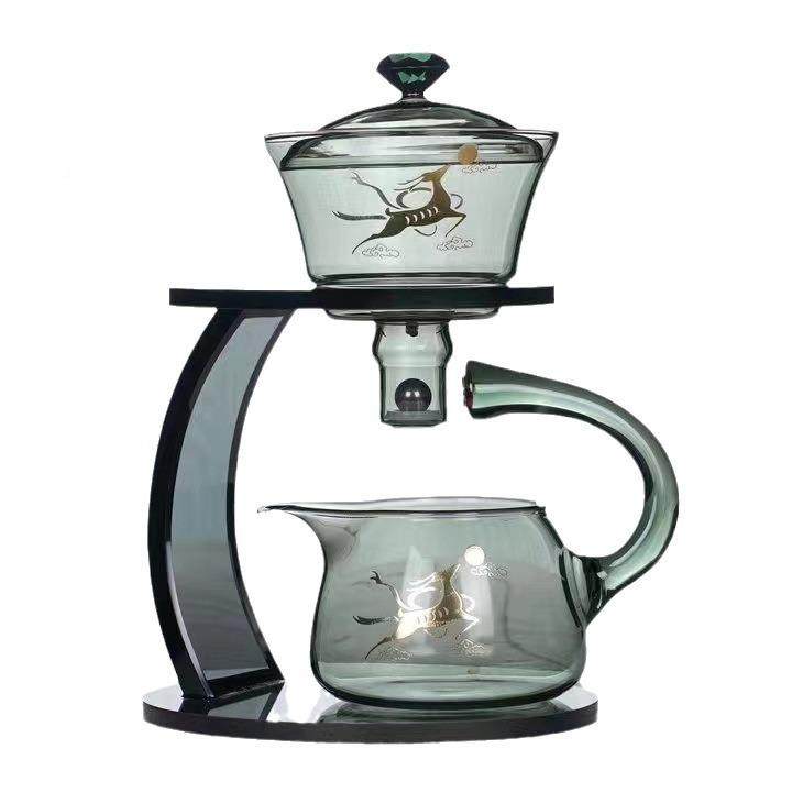 家用高硼茶具套装硅玻璃茶具便捷懒人茶杯壶磁吸感茶应泡壶冲茶泡