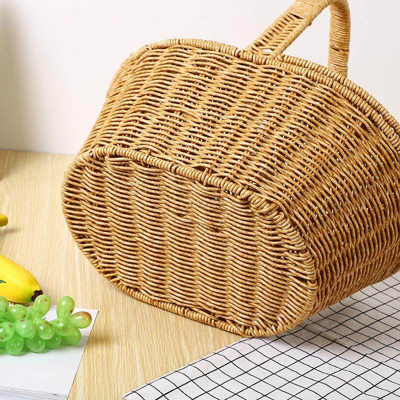 仿筐编野餐篮织果手提篮长户藤外野收纳筐水篮蔬菜筐餐野餐篮田园,收纳整理,脏衣篮,淘宝优惠券,粉丝福利购,淘宝优惠卷