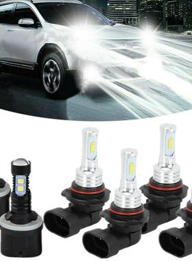 车LE大灯9005+汽D9006880雾灯汽车LED雾灯摩托灯6个装80+W灯