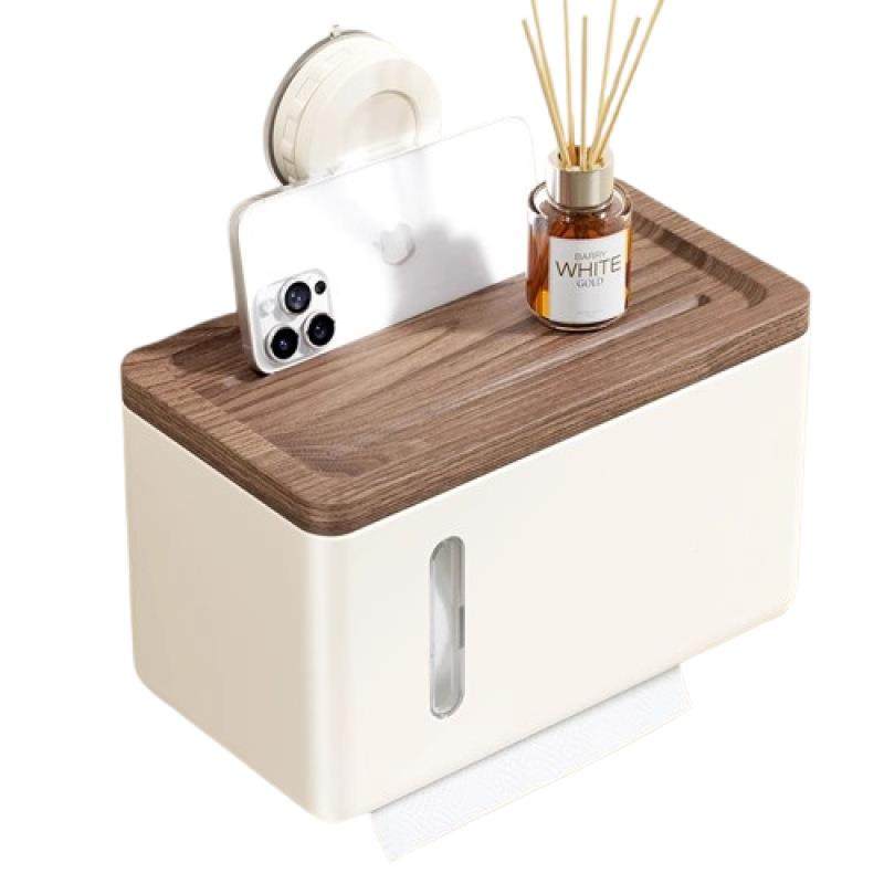 胡桃木卫吸盘防/水纸盒壁厕挂式免打孔生间所厕纸盒抽卷纸置物巾,收纳整理,纸巾盒,淘宝优惠券,粉丝福利购,淘宝优惠卷