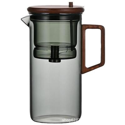 飘逸杯耐式热玻璃胆按泡茶5623家用胡桃木压茶水自动内过滤泡茶壶