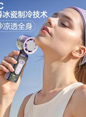 新款手面高速制冷风扇便轮携式户外透明机甲风扇US748B持迷你桌涡