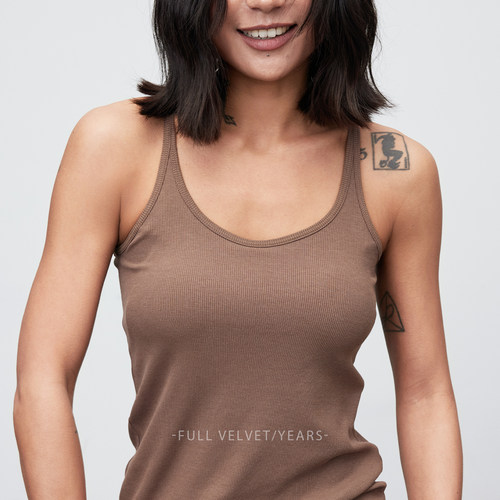 U领背心可外穿带胸垫遮副乳吊带