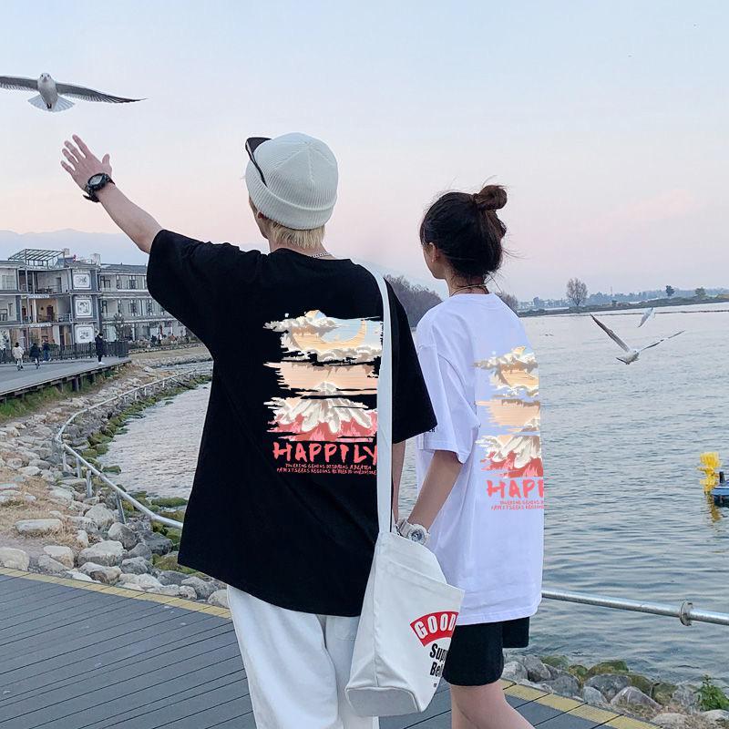 情侣装夏装2023新款高级感纯棉ins超火潮牌短袖t恤夏季上衣男女款