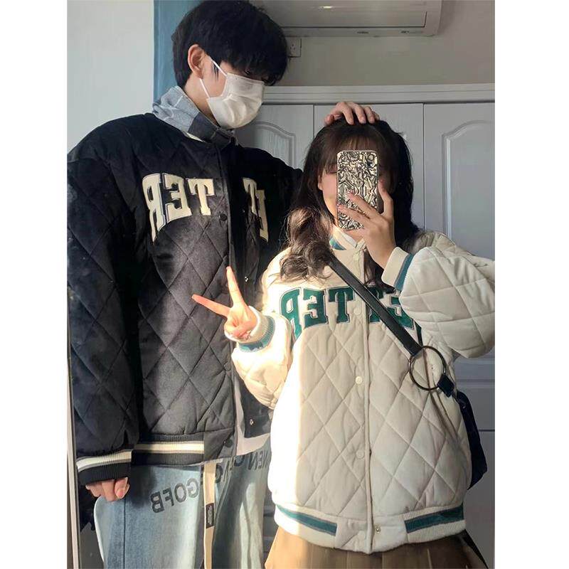 2023冬季新款韩版情侣装棒球服外套男女宽松学生ins潮加厚棉衣服
