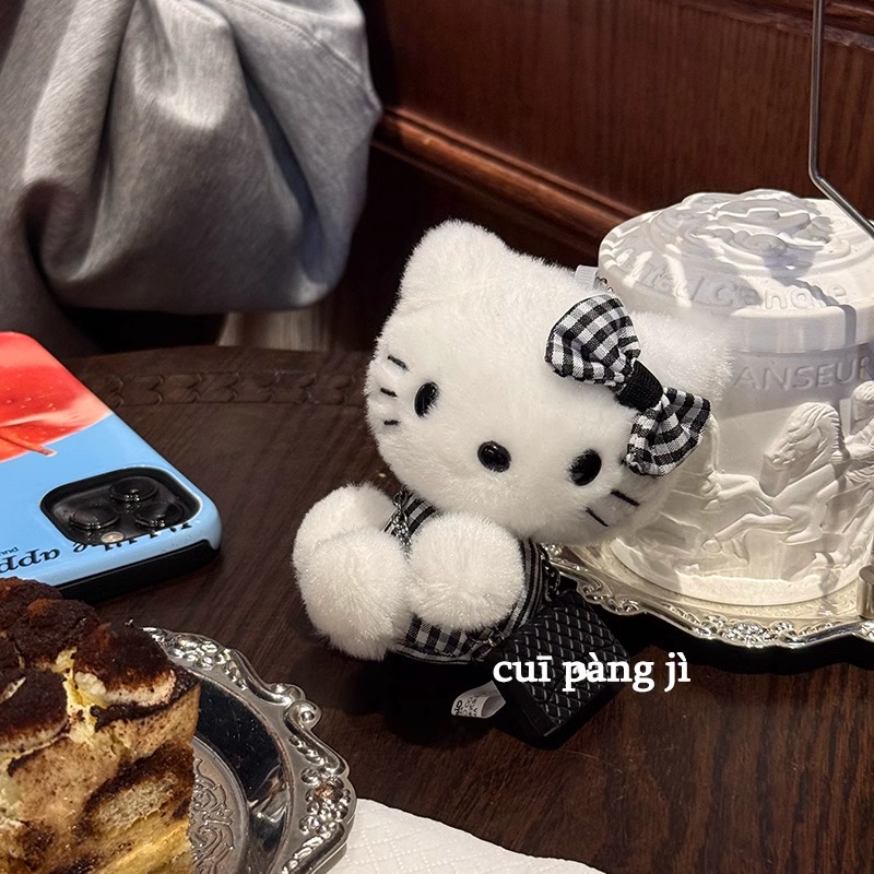黑白格气质kitty玩偶挂件