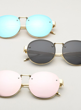 欧美时尚防紫外线女士太阳眼镜炫目色彩膜蛤蟆镜偏光圆形墨镜男