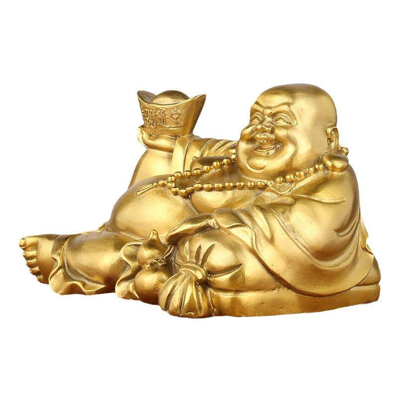 黄铜元宝卧佛弥勒笑佛弥勒佛摆件铜器佛像工艺品大肚笑佛