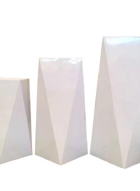 玻璃钢形花盆商美陈组菱合HHI切面几厂何花瓶花场钵花箱大工快速