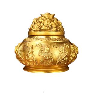 厂家黄铜五开盖路125财神聚室宝盆客厅办公礼品纯艺摆件
