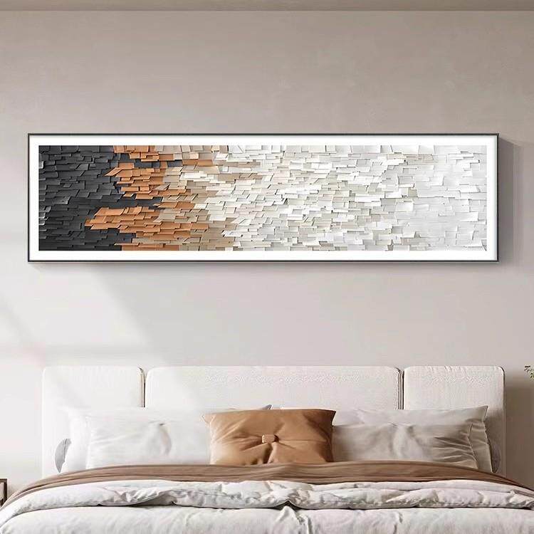 轻奢卧室装饰画现代抽象主卧床头挂画横版简约高级感客厅艺术壁画