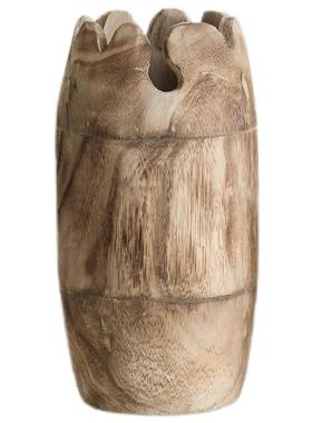 木制实圆桶花插泡桐木手工打磨民复古MD243宿木花瓶摆件木质工艺