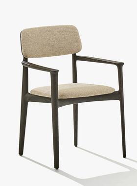 木布艺餐16506椅家用现实代简约扶手棉师麻子意式靠背椅书桌椅设