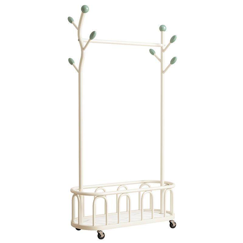 挂衣架奶油风卧室落地脏衣篓家用铁艺衣服收纳架简易可移动衣帽架