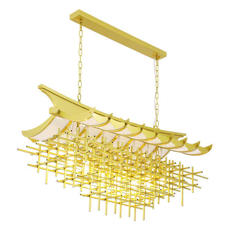 瓦新中式房子楼造型灯酒店售部沙餐厅复式禅意复古茶室屋盘檐吊灯