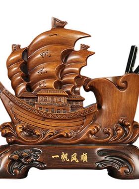 笔筒摆件高档中式办公室桌面书房装饰品教师节送礼树脂工艺品摆设