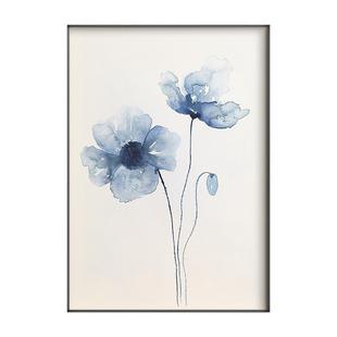 北欧客厅装 饰画抽象色蓝厅水墨油画艺SQ5090文清新沙发背景墙壁画