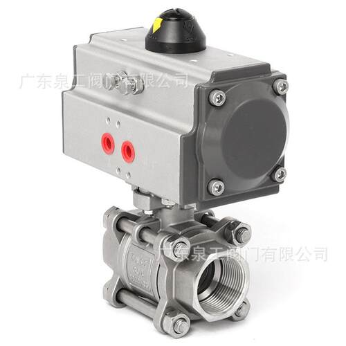 304不锈钢气动三片式丝口球阀Q611F-16P3PC气动球阀内螺纹球阀