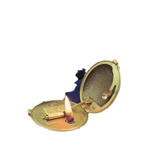 二代黄手铜草工飞碟打火机粉饼战壕打火机男创士复唐古意老式0008