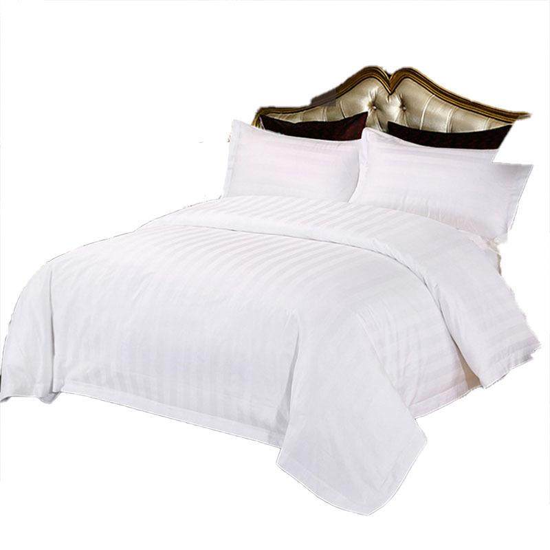 厂家酒店布草宾馆纯白床上用品民宿套件全棉缎条宾馆酒店四件套