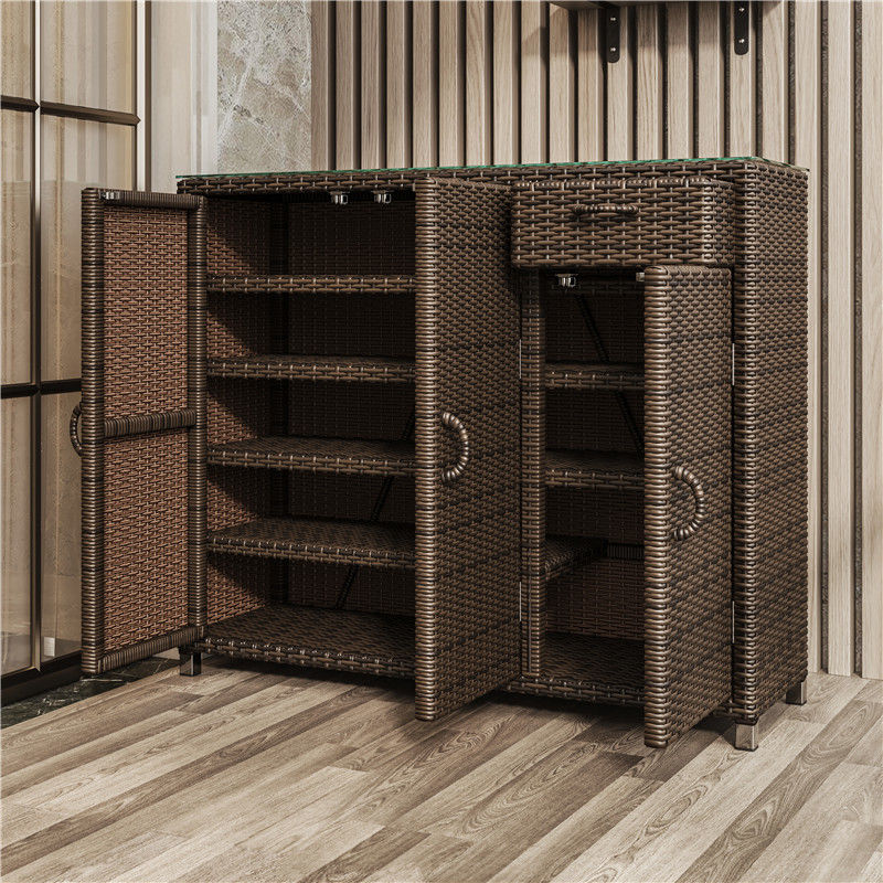 阳台户外防晒防水鞋柜家用门外入户收纳柜藤编别墅门口大容量耐晒