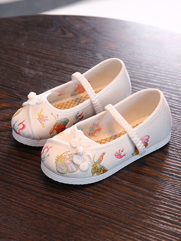 儿童汉服鞋刺绣绣花鞋子女童六一儿童节表演出舞蹈鞋软底透气网鞋