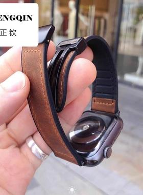 疯马纹适用oppo watch3/2/4pro表带se男女4pro真皮磁吸扣硅胶新款