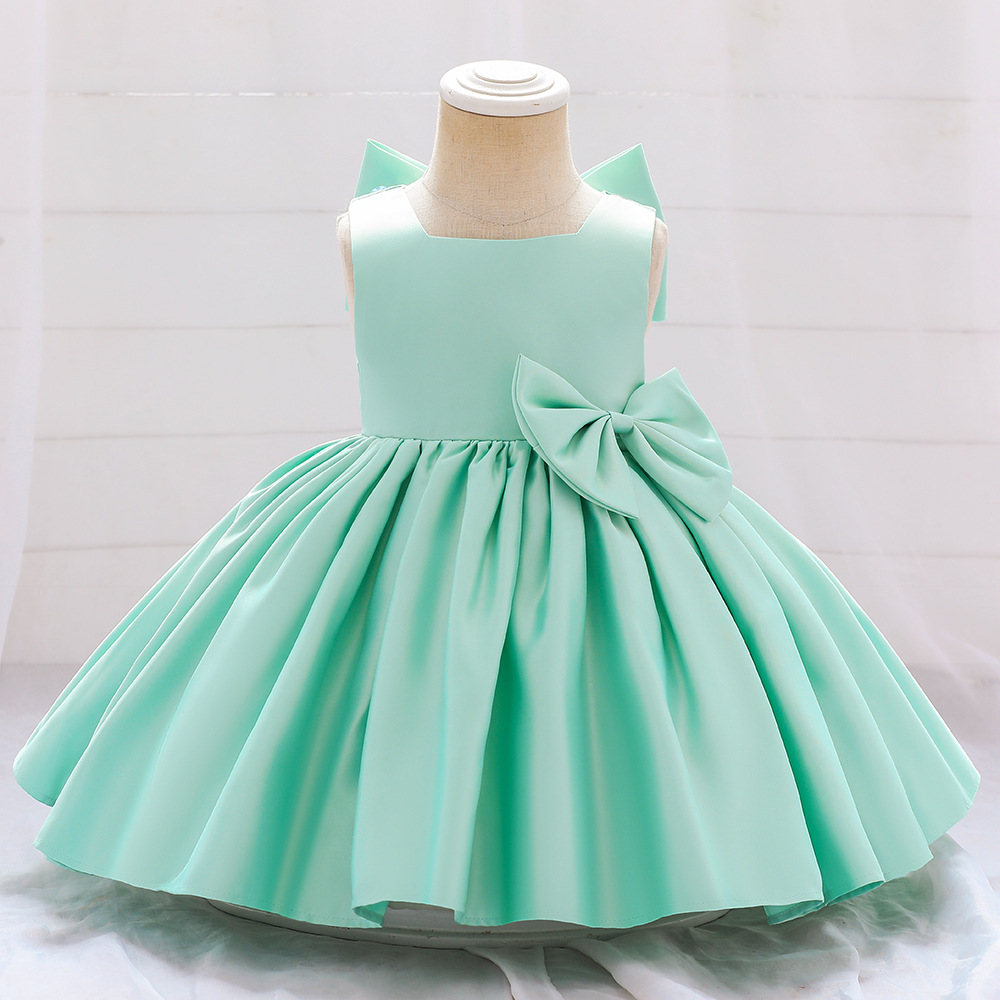 宝宝周岁生日礼服 女童公主裙蝴蝶结蓬蓬花童欧美儿童洋气礼服裙