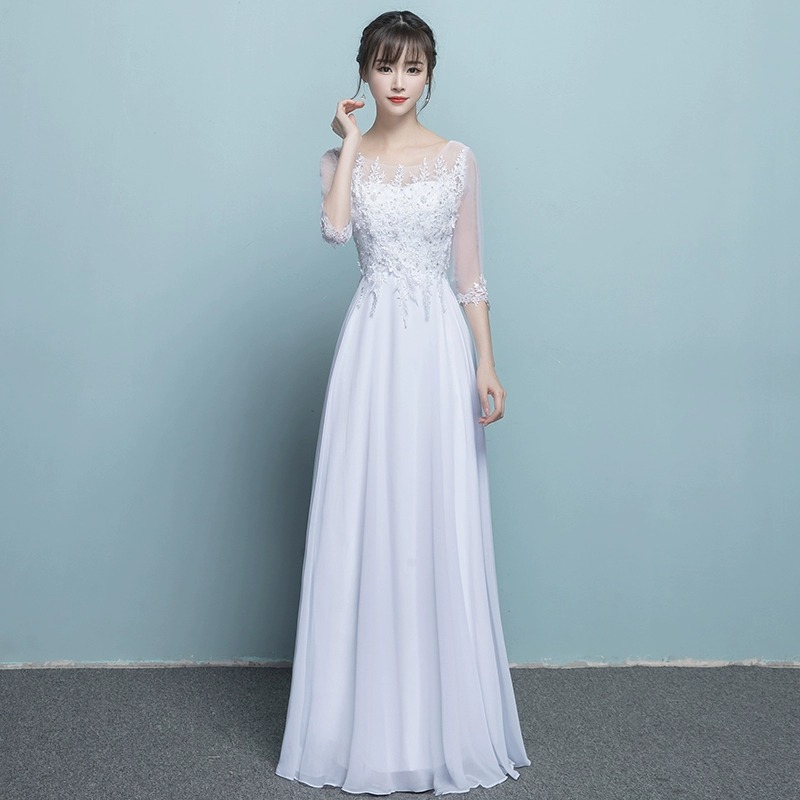 白色晚礼服女2025新款气质生日宴会高级感成人礼连衣裙主持