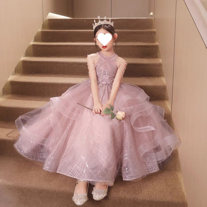 儿童公主裙花童婚礼小女孩主持人钢琴演出服女童晚礼服