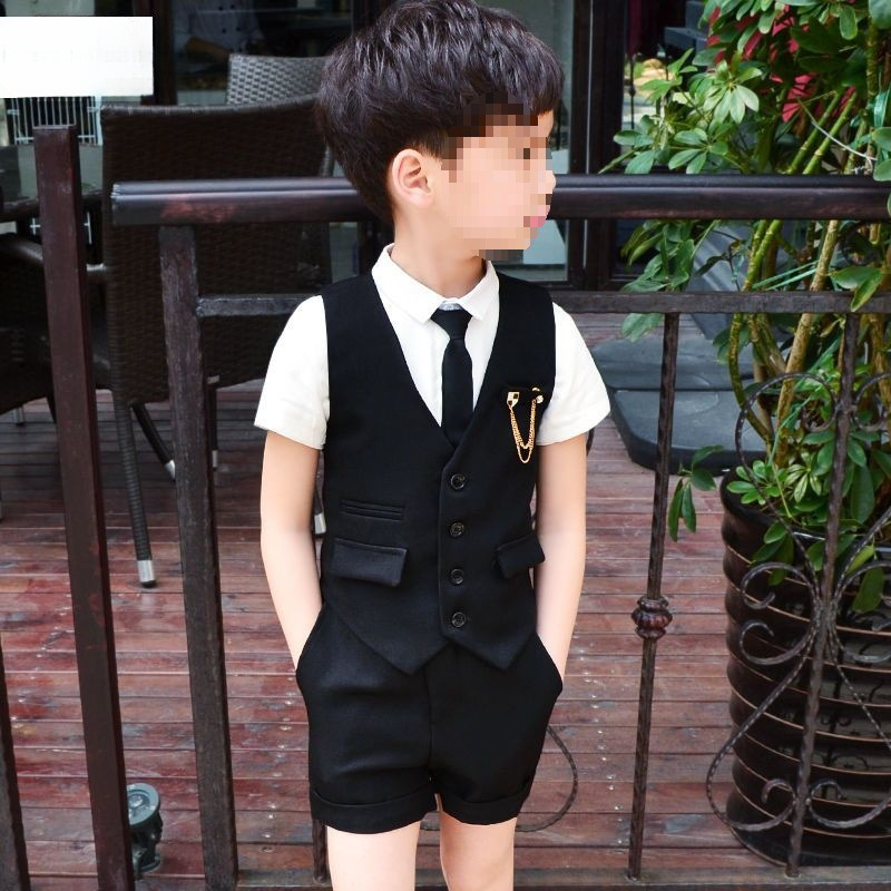 夏季新品男童西装马甲三件套儿童六一演出服花童礼服男孩小礼服