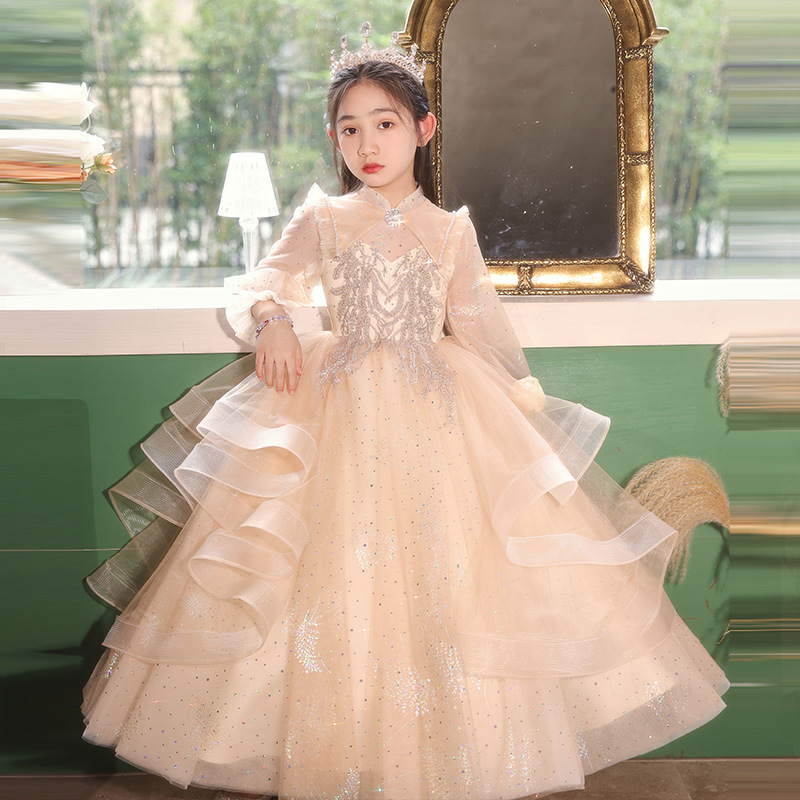 儿童晚礼服春季十岁女孩生日公主裙花童婚礼赫本风中学生小