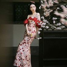高端鱼尾晚礼服设计感名媛宴会艺考主持长裙新娘结婚订婚敬酒