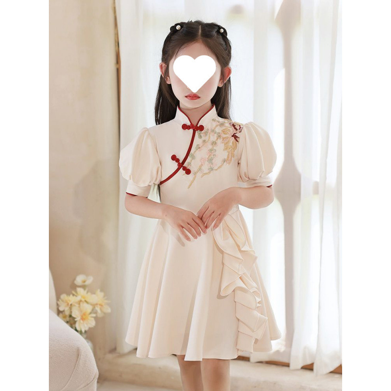 女童旗袍礼服公主裙儿童生日宴中国风小女孩钢琴走秀主持人