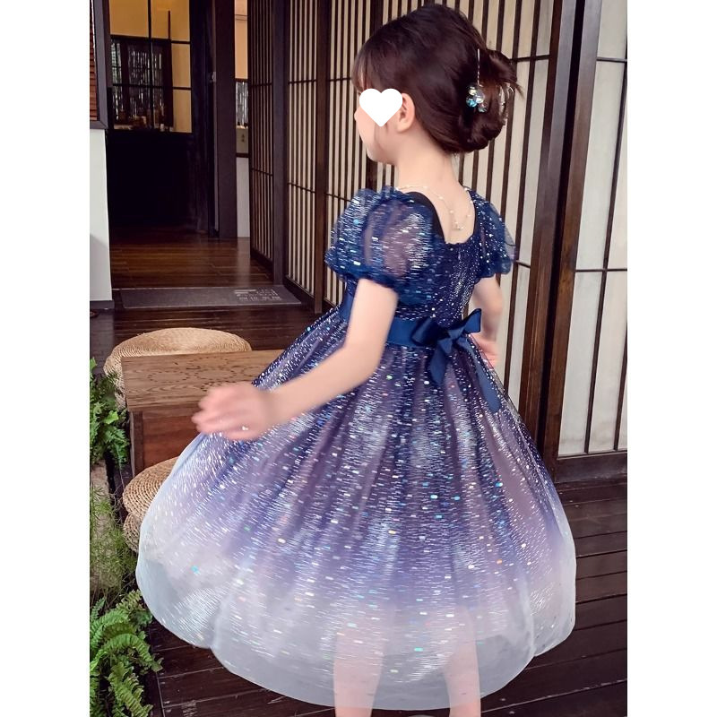 2025夏季新款高端女童礼服儿童泡泡袖公主裙小女孩生日走秀